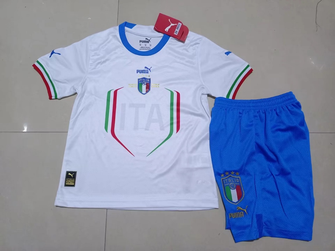 Kids-Italy 2022 World Cup Away White Soccer Jersey